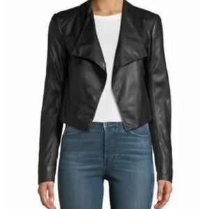 Theory Sheep Leather Jacket Black Crossover Paperweight